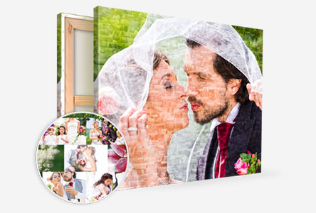 mosaico sposa e sposo tela vista