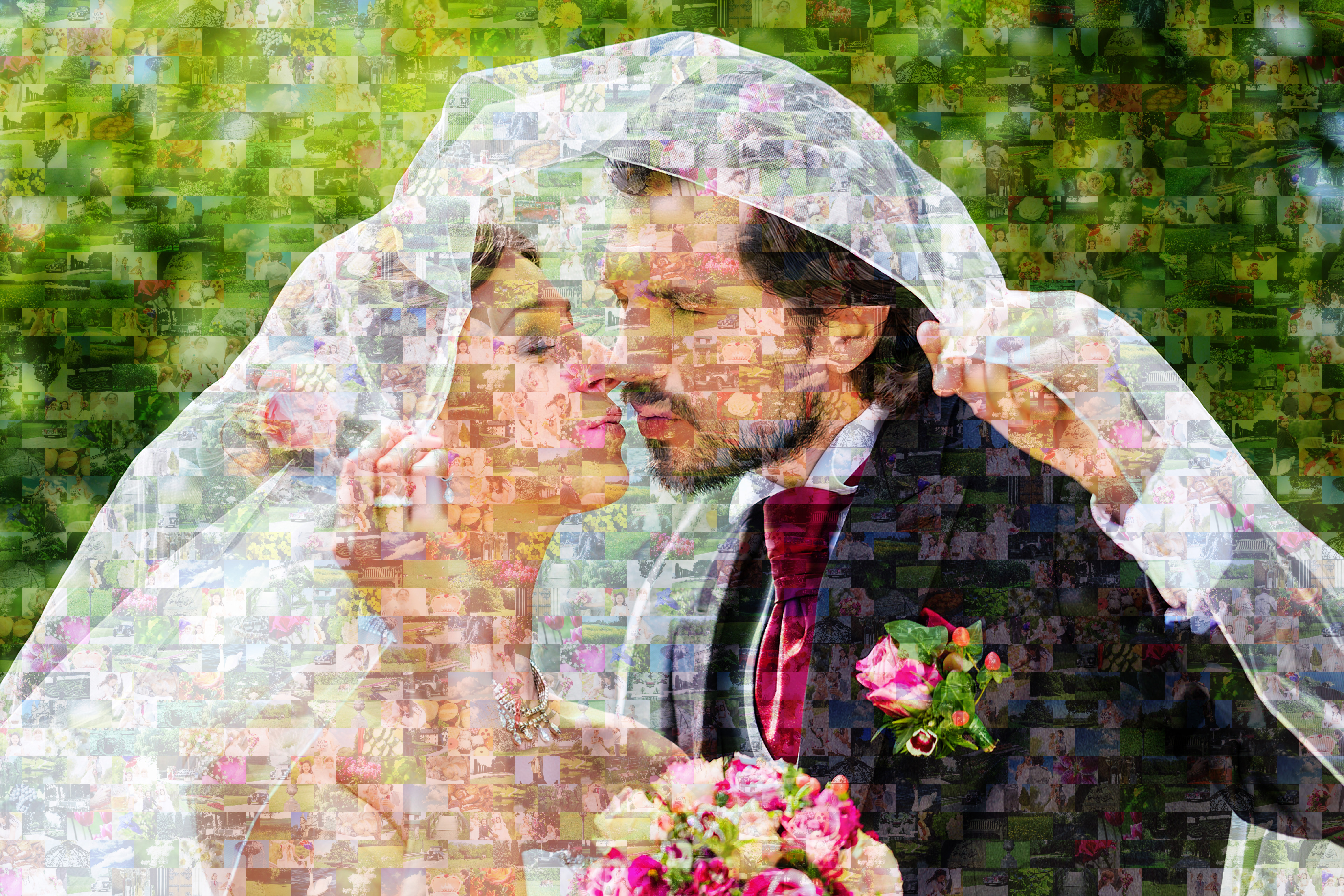 mosaico sposa e sposo